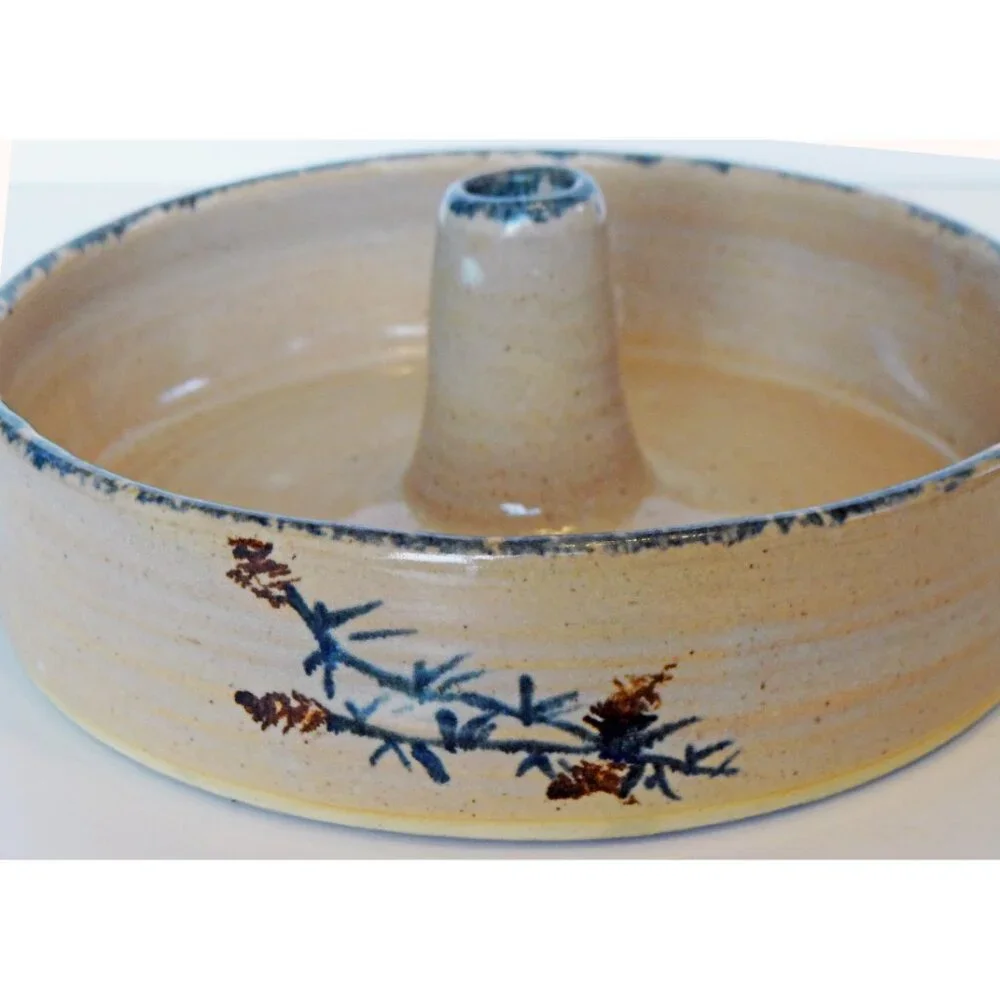 Vintage Artisan Pottery Chicken Cooker Seagrove NC Ceramics Pine cone and needle